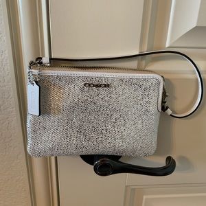 Coach Bleecker Metallic Crackle Canvas Wristlet